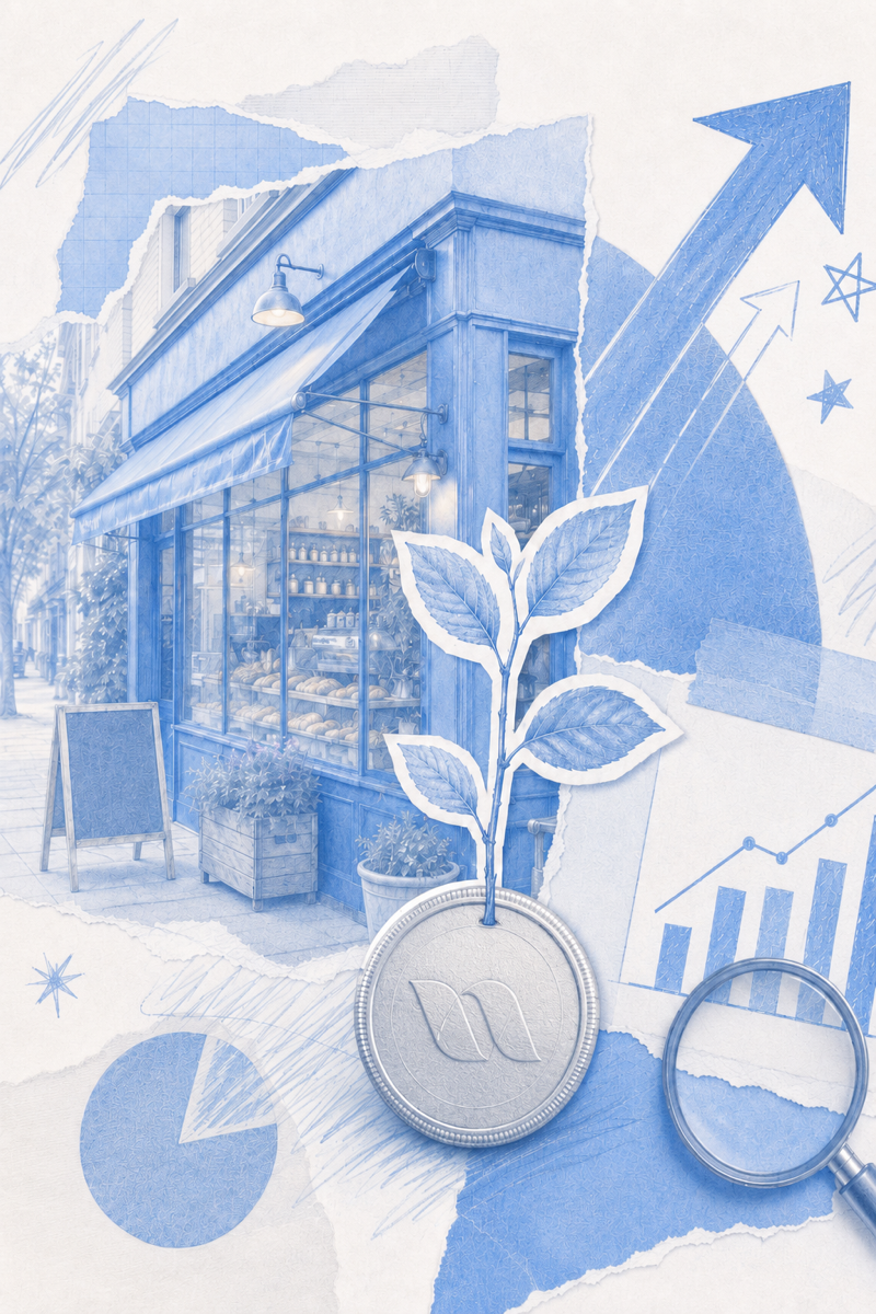 Local shop with AI, growth, and business analysis imagery